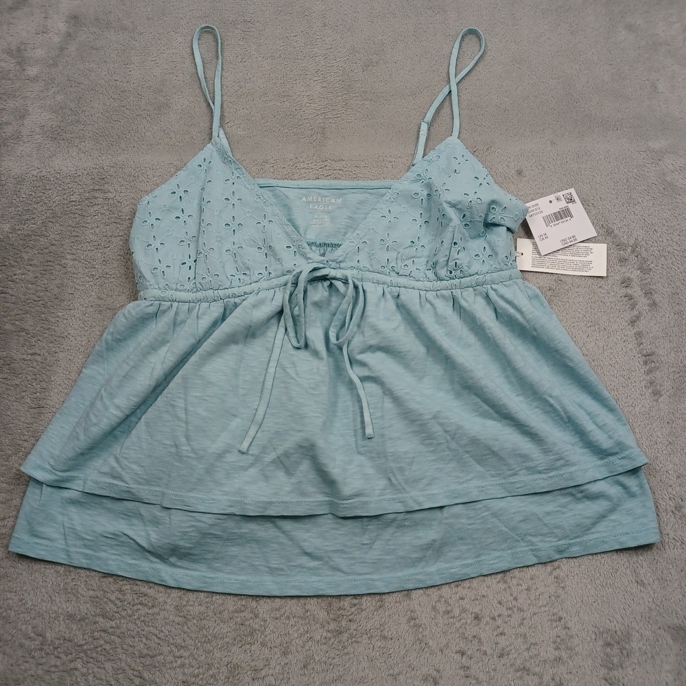 American Eagle Top‎ Womens Medium Blue Preppy Lightweight NWT